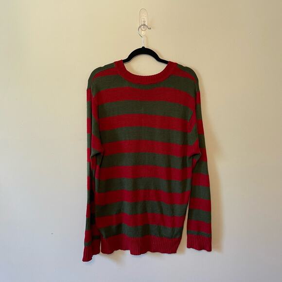 Hot Topic L Freddy Krueger Damon’s long sleeve t-shirt stripe red green knit rib - Picture 5 of 7